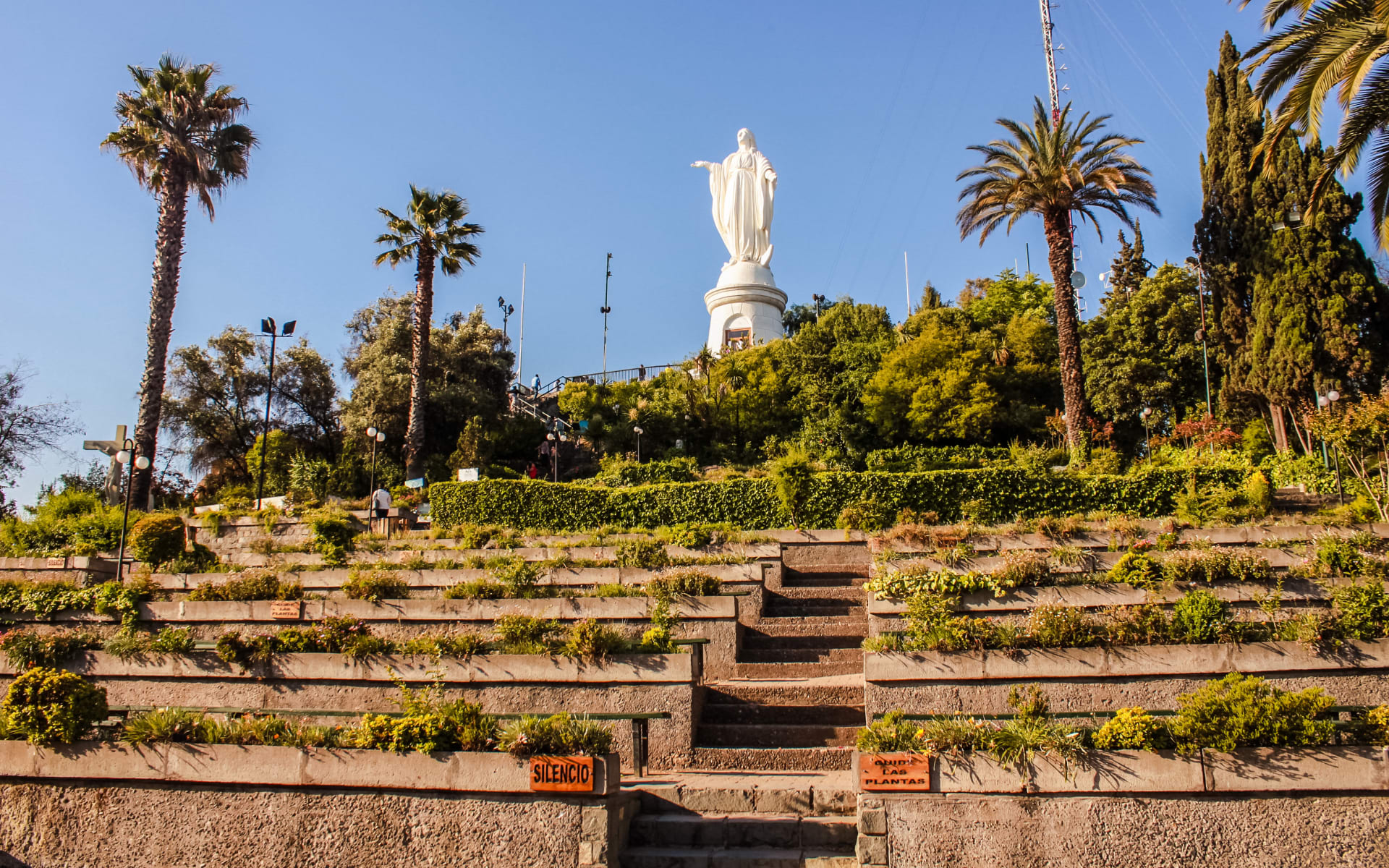Chile Santiago Sanctuary and Virgin Mary Statue at Cerro San Cristobal.