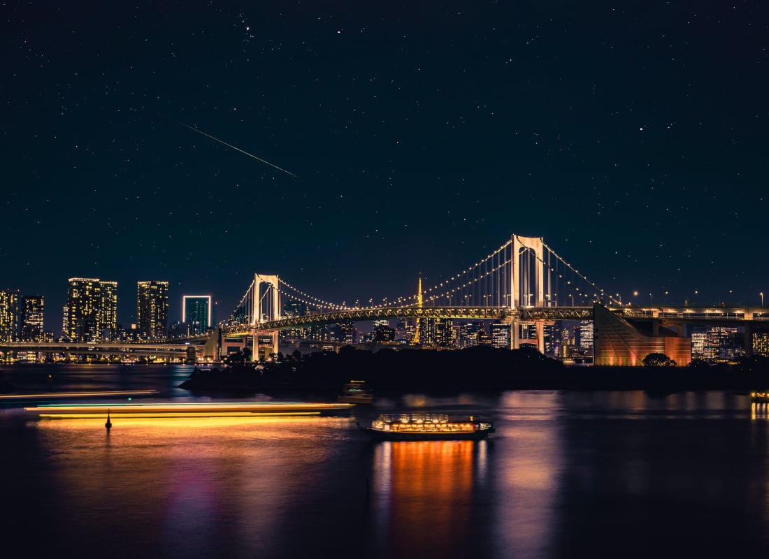 Tokyo bridge at night. 