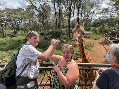 Feeding the giraffe at The Giraffe Centre