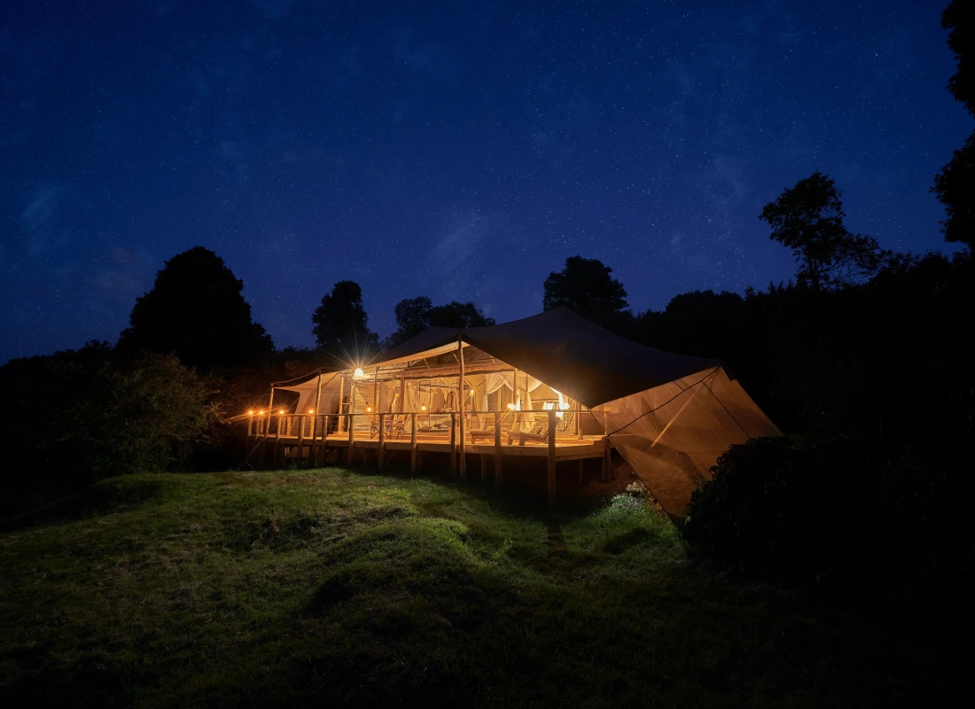 Emboo River Camp at night.