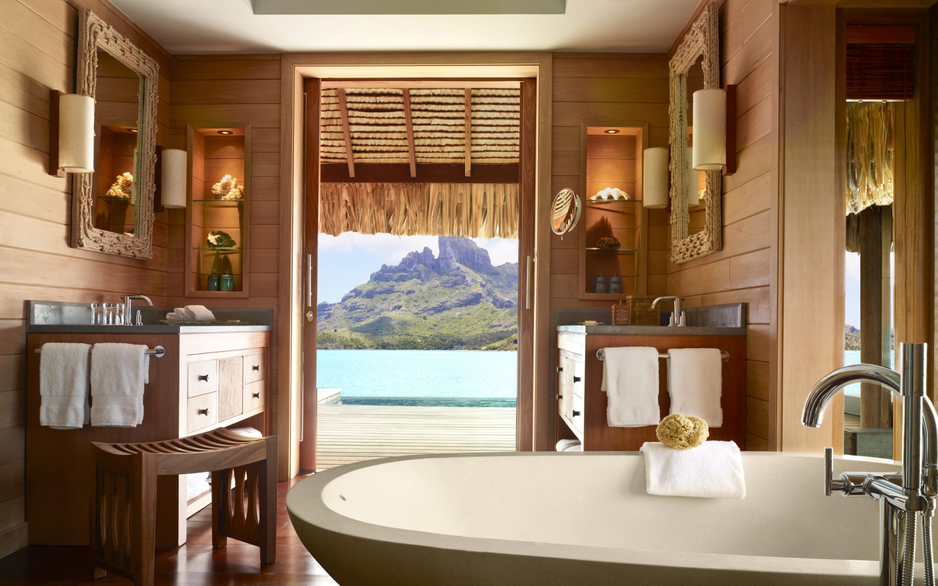 Mountain and ocean view from bath tub