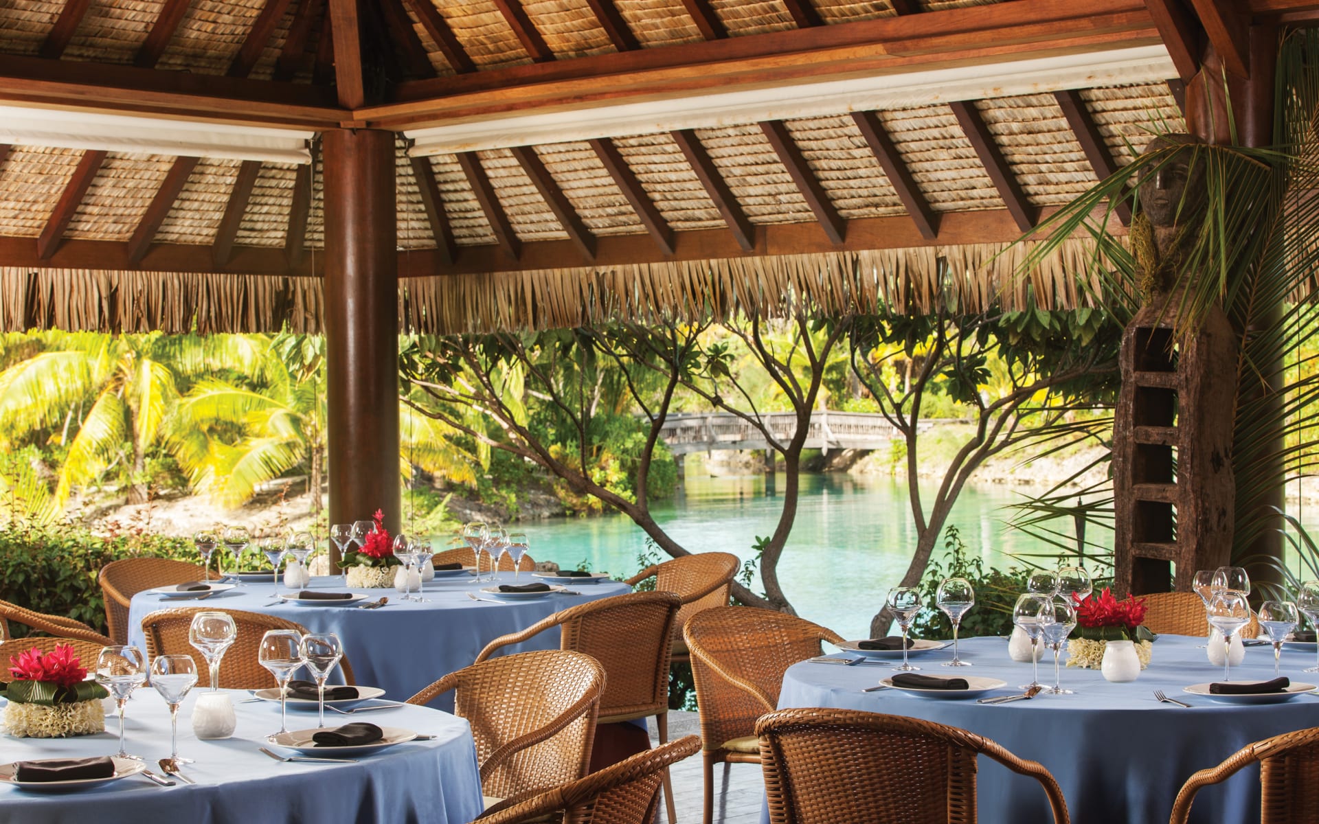 Lagoon views from romantic luxury restaurant