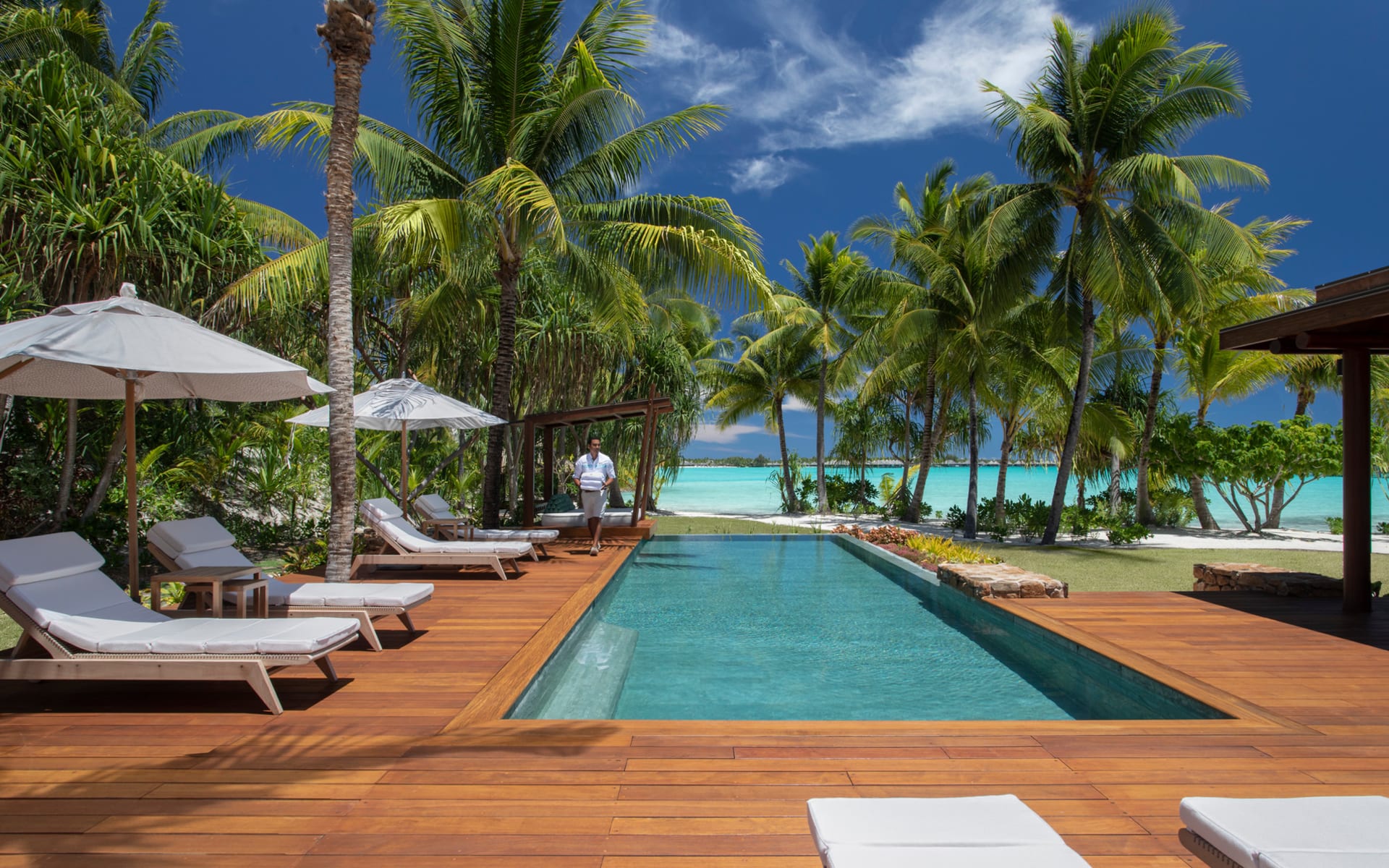 Private pool of beach front villa
