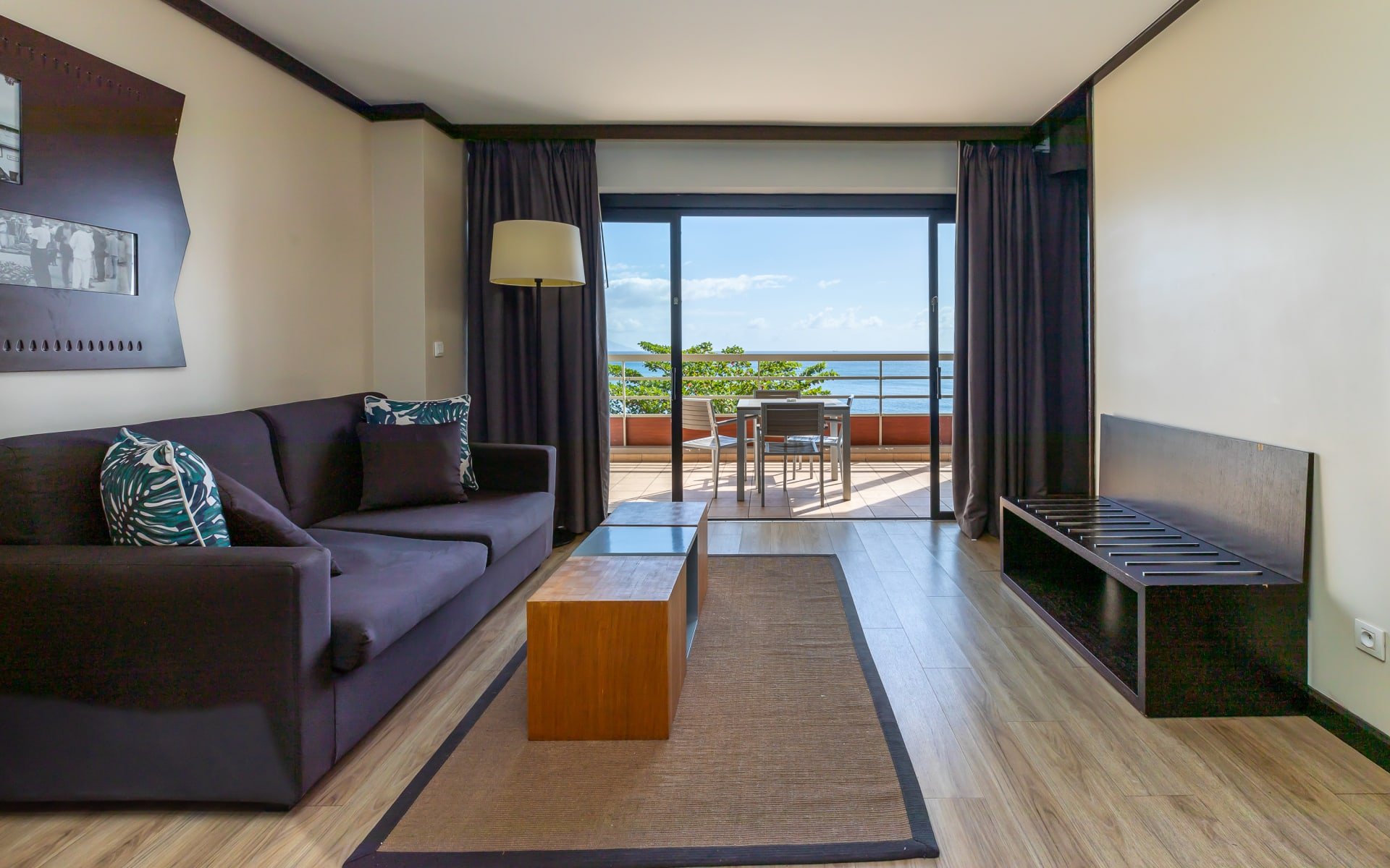 Ocean views of the living area of a premium duplex room
