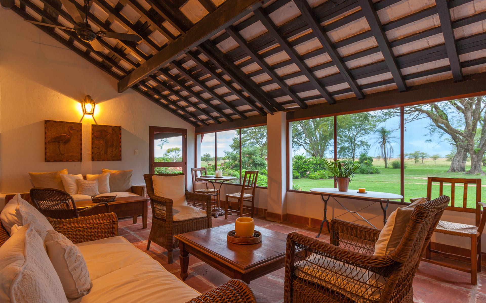 Rincon del Socorro has a seating area that overlooks the gardens, boasts armchairs, coffee tables, and cosy sofas.