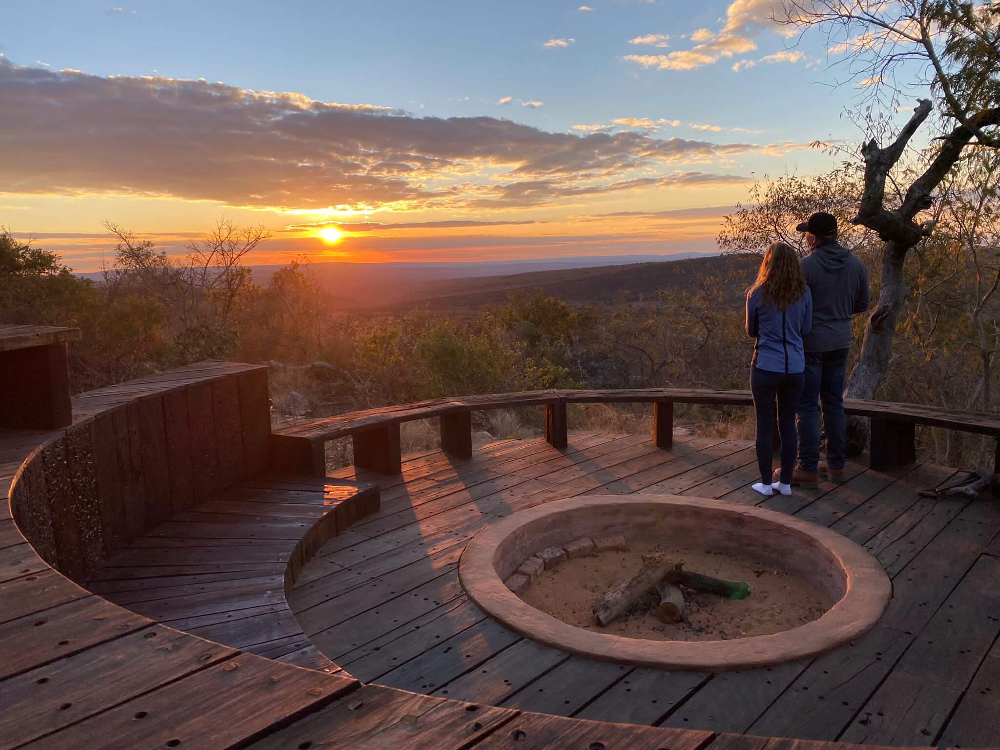 Pam admiring the sunset from Leobo's boma