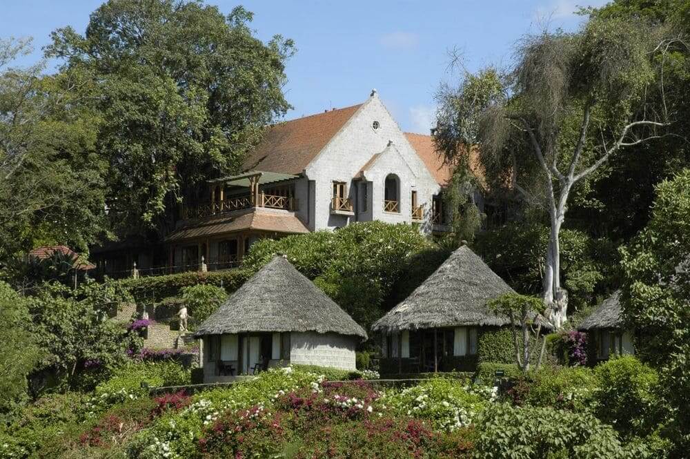exterior of arusha serena hotel and gardens, arusha national park, tanzania