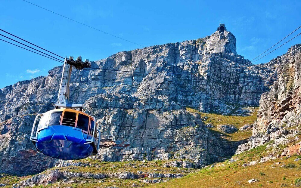 Cable car up to Table Mountain in Cape Town South Africa