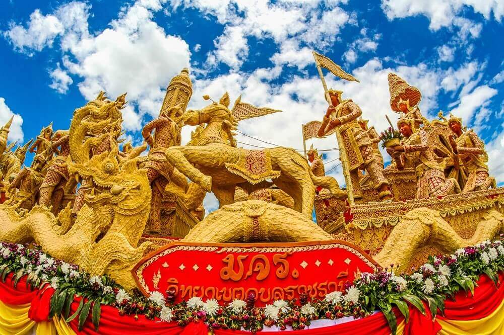 Carved candle float in Ubon Ratchathani - Thailand festivals