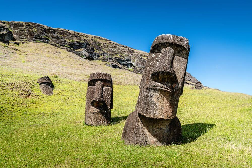 moai statues on easter island, chile