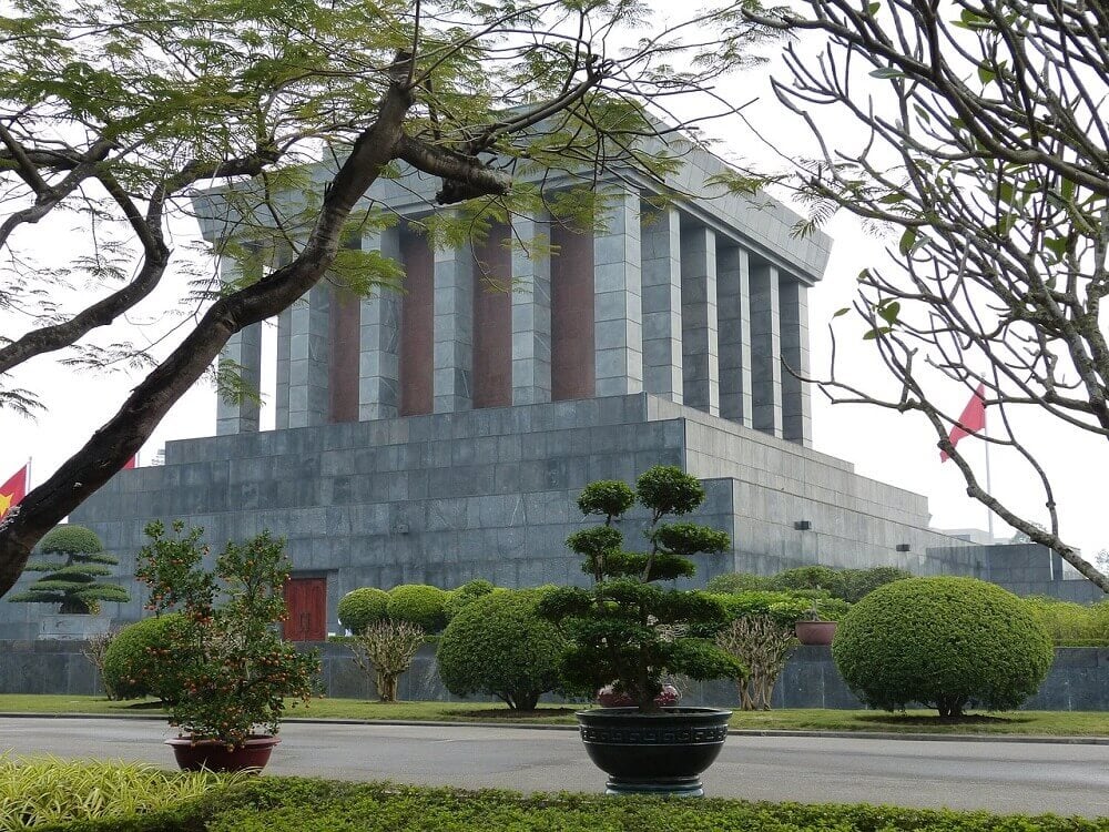 Ho Chi Minh Mausoleum building in Hanoi Vietnam