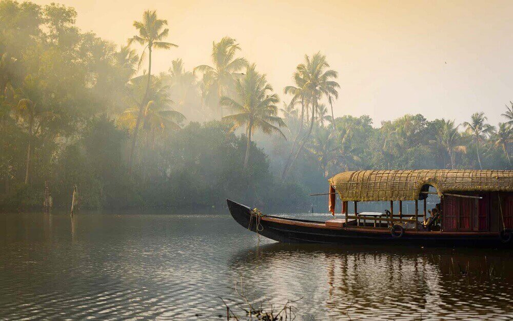 Houseboat on the Kerala backwaters in India