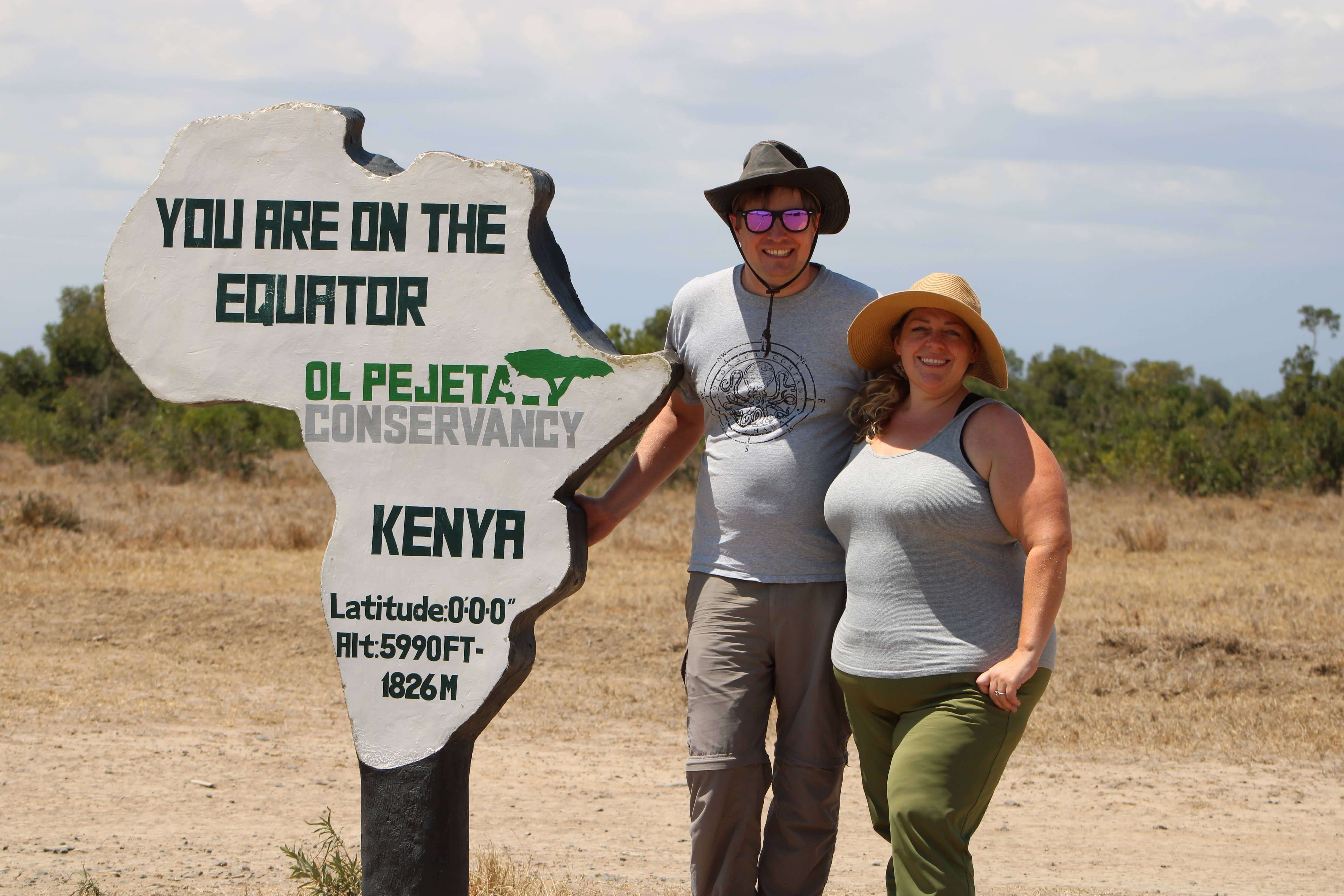 Derek & Colleen on the equator in Ol Pejeta Conservancy