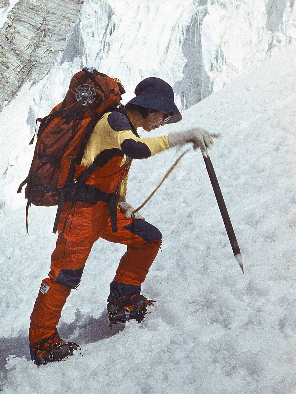 Junko Tabei female mountaineer in the snow
