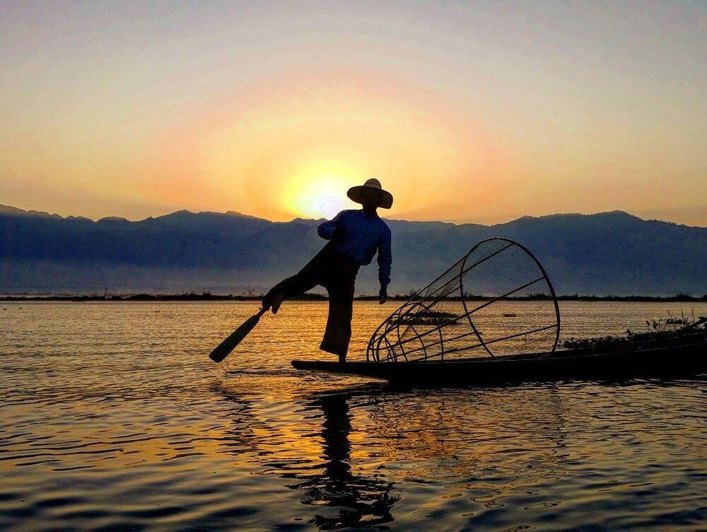 Fisherman on Inle Lake in Myanmar