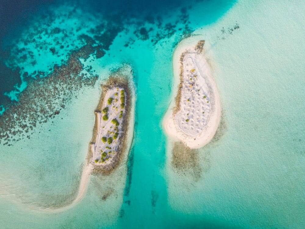 aerial view of south ari atoll islands maldives