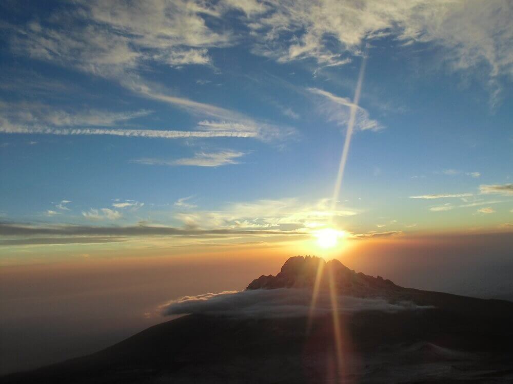Sunrise from the summit of Mount Kilimanjaro in Tanzania