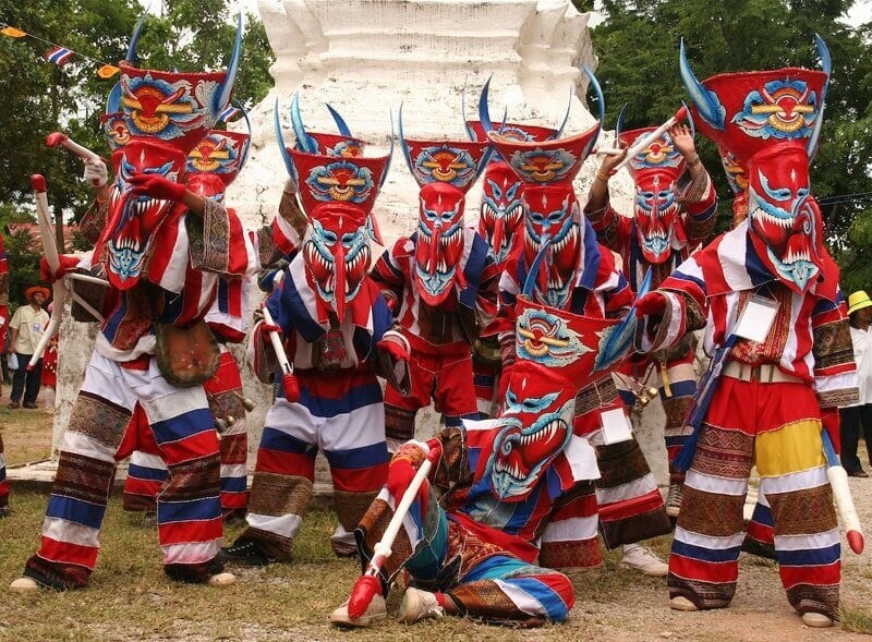 Phi Ta Khon ghost masks - Thailand festivals