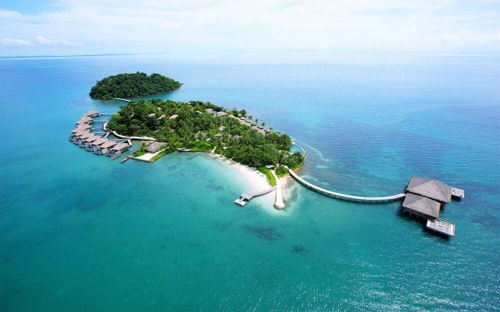 aerival view of song saa private island in koh rong cambodia