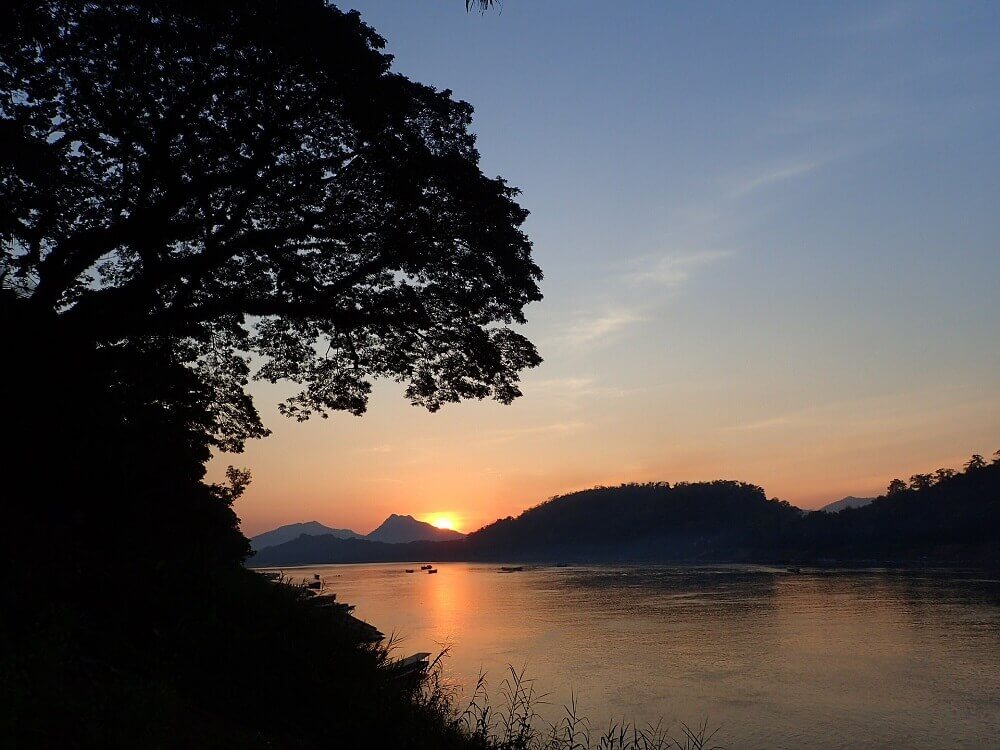 Sunset on the river in Luang Prabang Laos