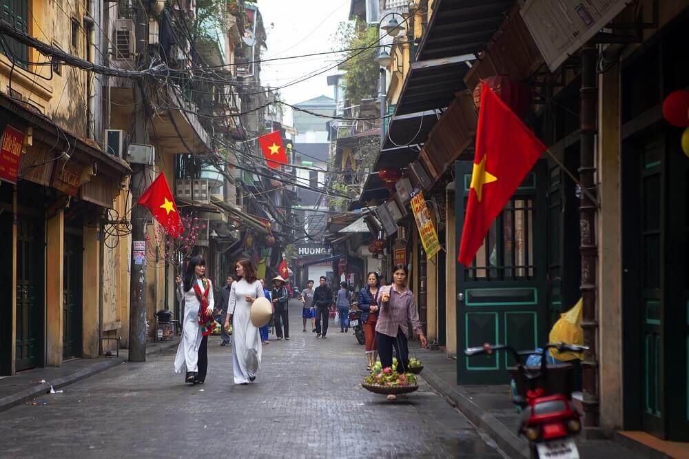 Ta Hien Street in the Old Quarter of Hanoi Vietnam