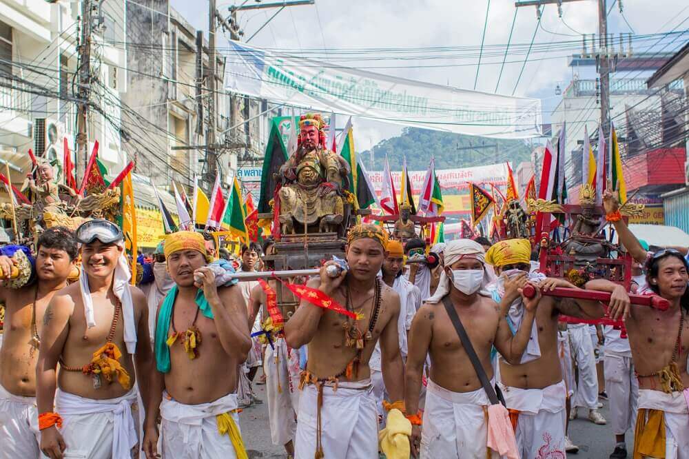 Vegetarian festival procession in Phuket Thailand