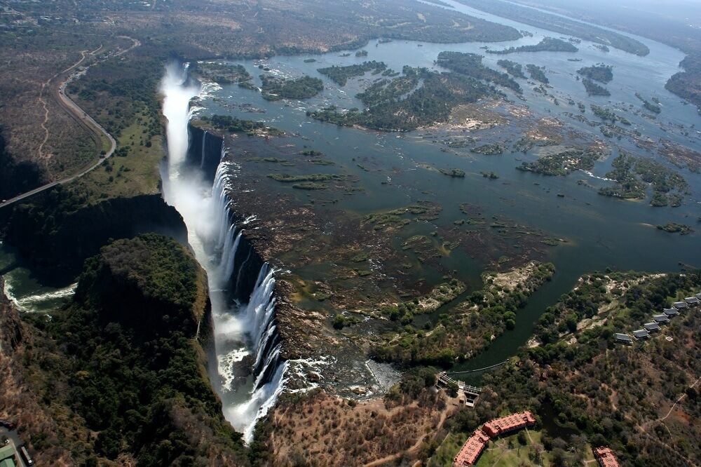 Victoria Falls view from a helicopter
